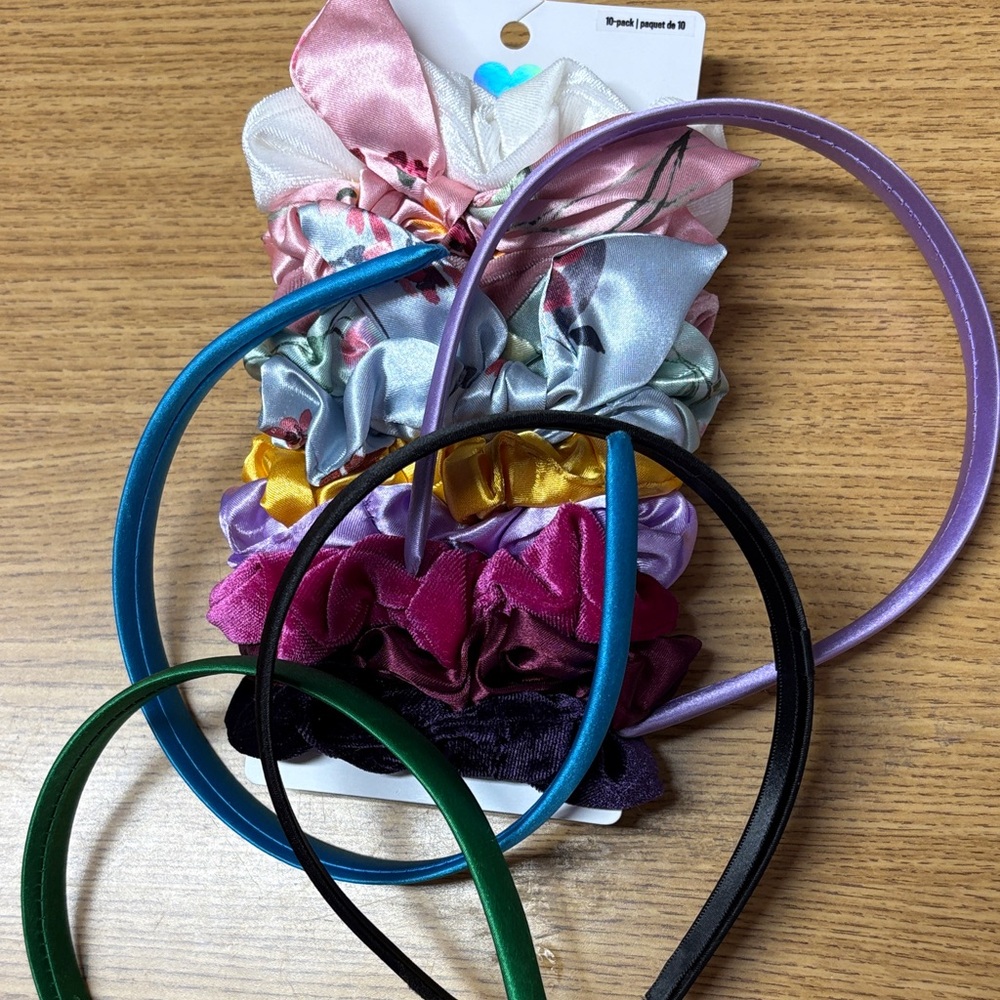 Girls Variety of Colorful Scrunchie & Headband Lot